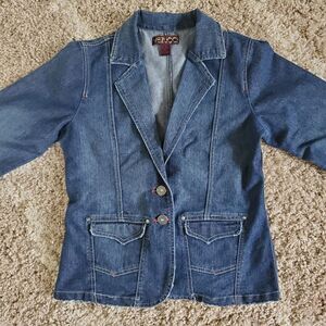 Vezucci Denim Blazer Jacket Women's Size Medium